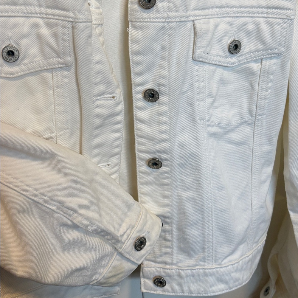 [Gap] Vintage White Denim Button-Up Casual Jean Jacket Long Sleeve Women’s Large - Picture 7 of 12